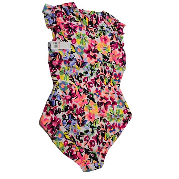 Anne Cole Sun Blossom Flutter Sleeve Zip Up Rash Guard One Piece Swimsuit Sz 10 - Picture 10 of 15